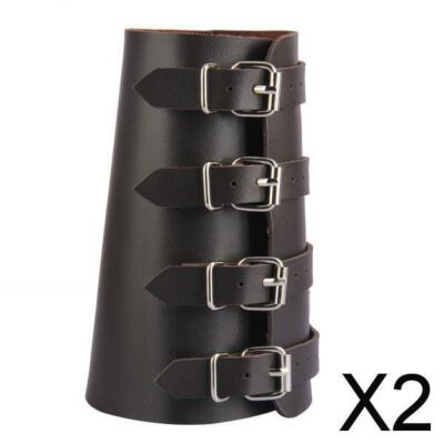 2x Kunstleder Armband 4-lagig breit Bracer Armband Arm Arm Arm Arm dunkelbraun