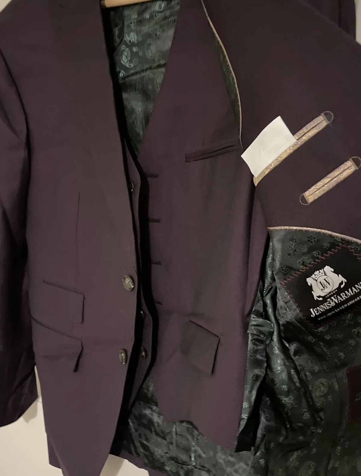 Jennis & Warmann 3 piece tweed lined suit trousers waistcoat jacket blazer 44