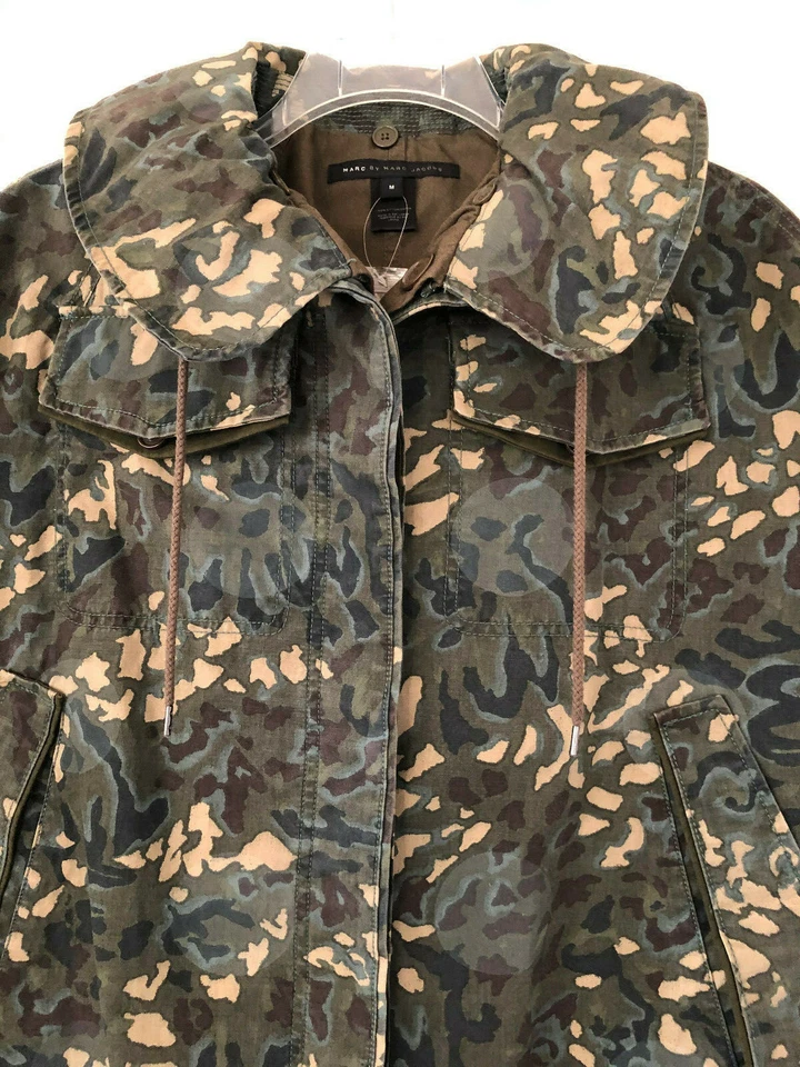 NUEVO Marc by Marc Jacobs Algodón Lona CAPA, PONCHO, Capucha, Azul/Verde/Beige, M Foto 4 de 4