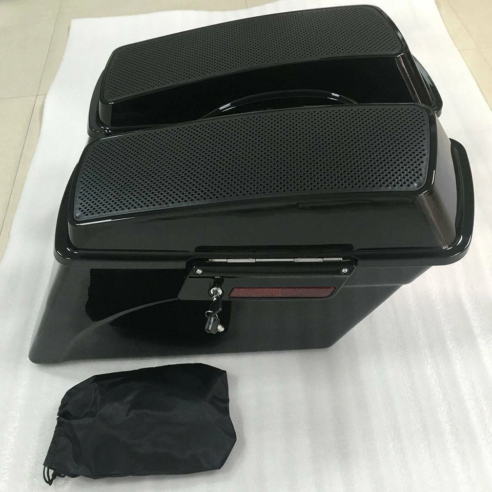 Hard Saddle Bags W/ 6x9" Dual Speaker Lid For Harley Touring Road King 1994-2013 - Image 2 of 4