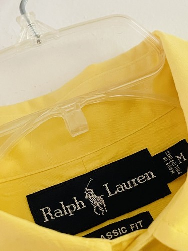 Ralph Lauren Men’s Yellow Classic Fit Long Sleeve Shirt 100% Cotton Size Medium - Picture 4 of 13