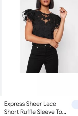 black sheer ruffle top