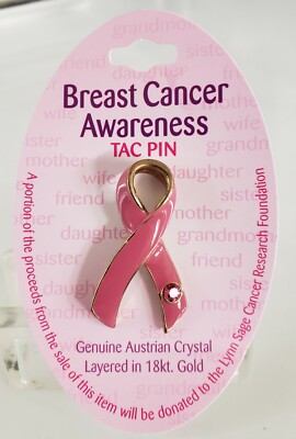 PINK RIBBON BREAST CANCER AWARENESS PIN w/Austrian Crystal FREE SHIPPING!!