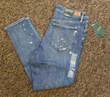 Lauren Ralph Lauren Premier Skinny Ankle Stretch Jeans - Size 12 - SPLATTER WASH