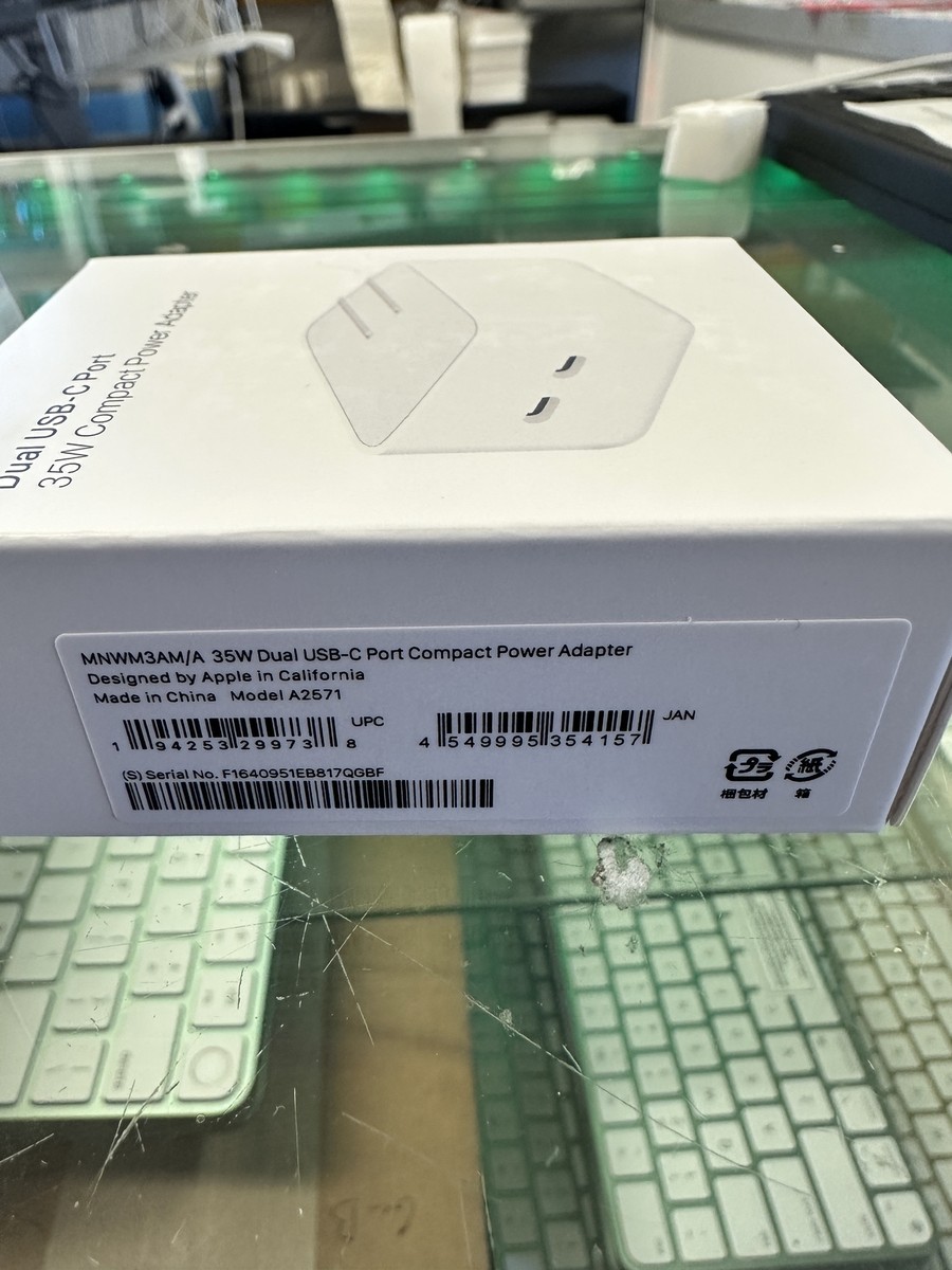 Genuine Apple 35W Dual USB-C Port Compact Power Adapter MNWM3AM/A