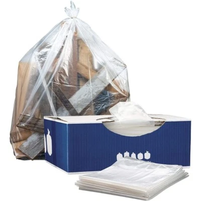 Plasticplace 65 Gallon Extra Heavy Trash Bags - Clear, case of 25 bags