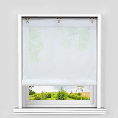 Voile Raffrollo ohne Bohren Raffgardine mit Ösen Farbverlaufvorhang Küche Modern - Bild 3 von 4