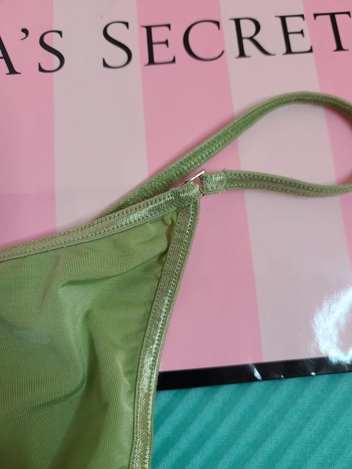 Braguita Tanga Victoria's Secret Microfibra Sedosa Tanga Tanga Talla M Verde De Colección Rara Foto 3 de 4