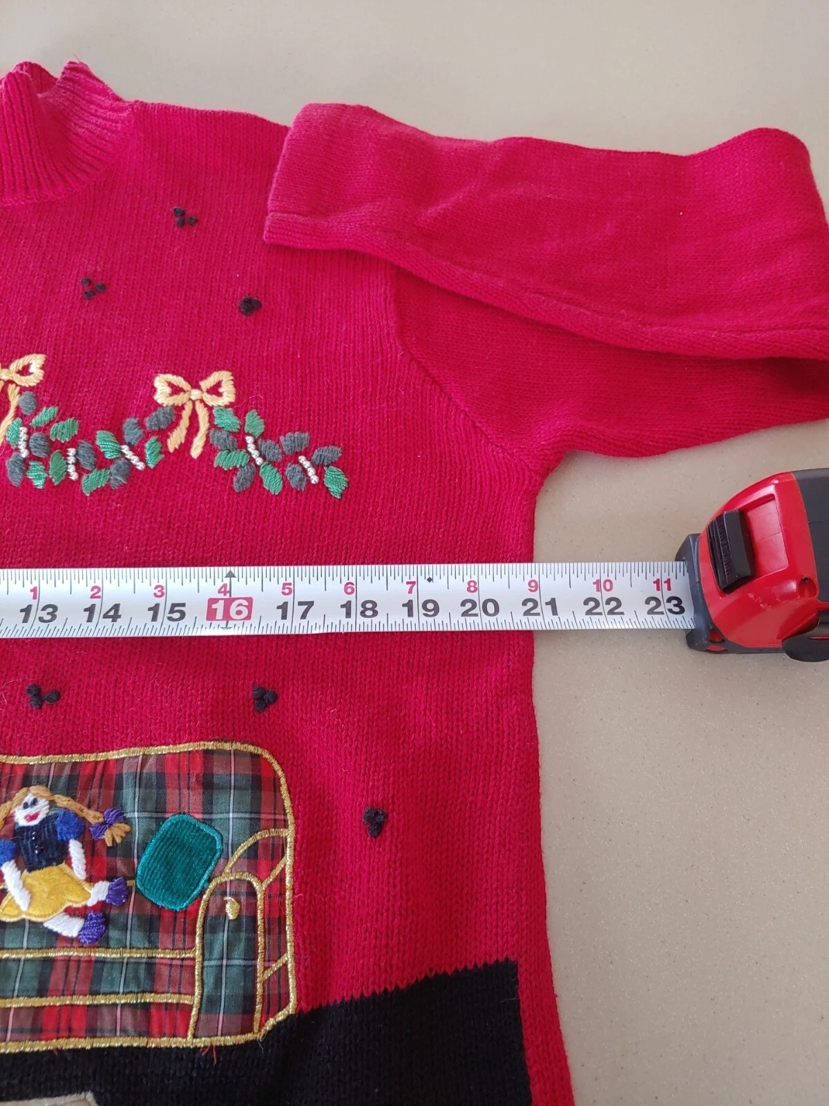 Vintage 3d Christmas Sweater Ugly Mock Turtleneck Pullover Gift Tree Train M