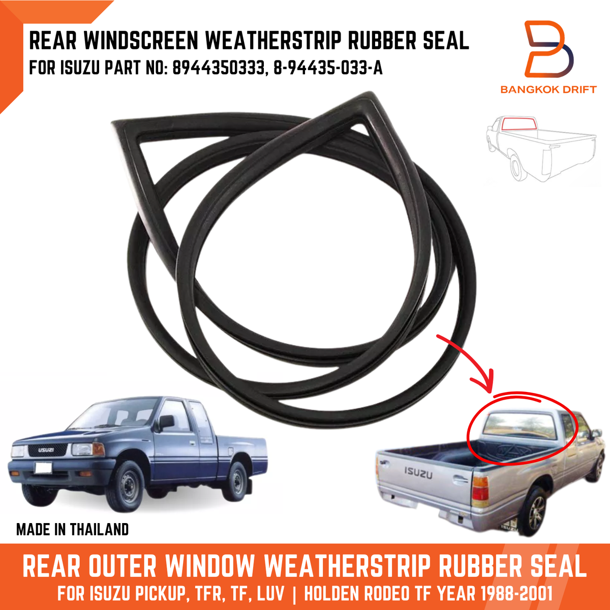 Rear Windshield Weatherstrip Seal Fits Isuzu Pickup LUV 1988-2001