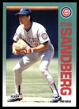 Ryne Sandberg 1992 Fleer #389 Chicago Cubs FREE SHIPPING AutographDen