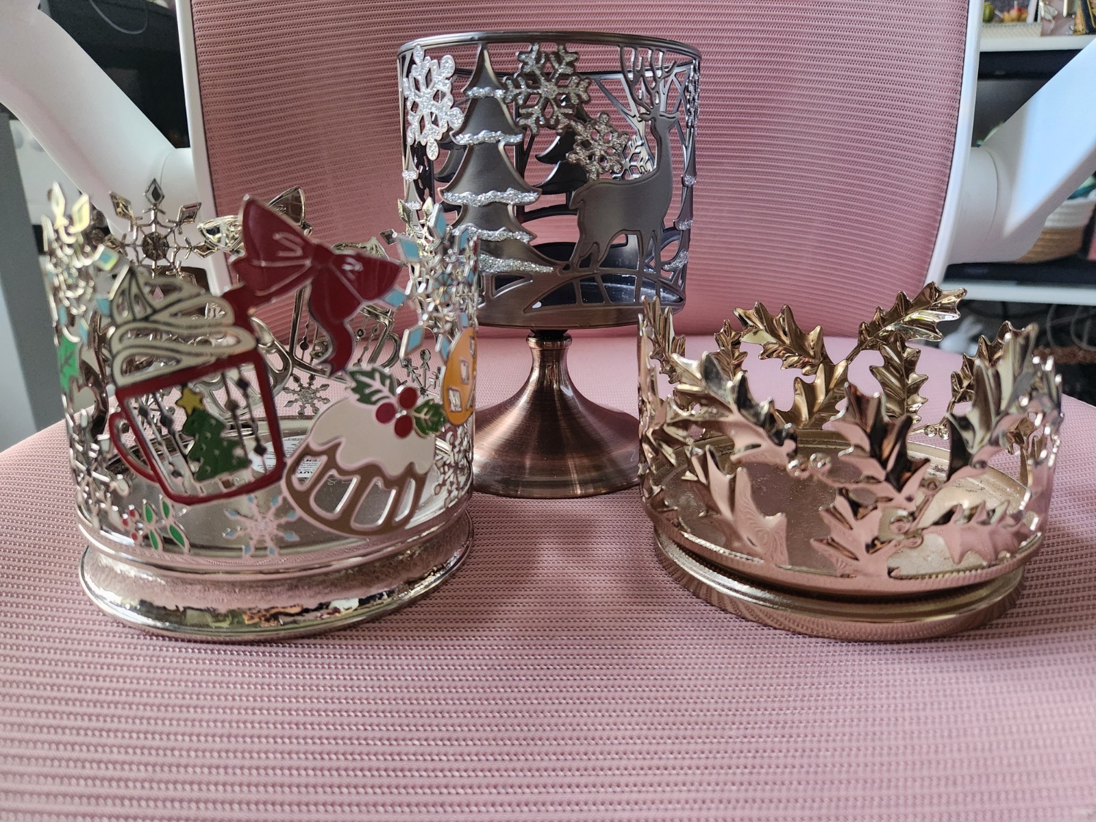 Bath &Amp; Body Works Festive Candle Holders With Holiday Designs