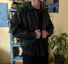 Leather Jacket Vintage Jacket Size M Zip Up Bomber Biker Vintage Retro Coat