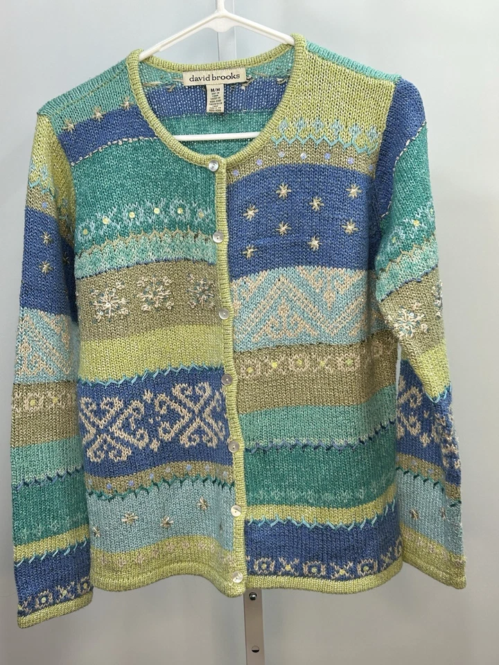 Suéter cárdigan tejido David Brooks, talla mediana. 1T Foto 2 de 4