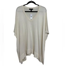 NWT Ann Taylor V-Neck Poncho in Off White - Size XS/S