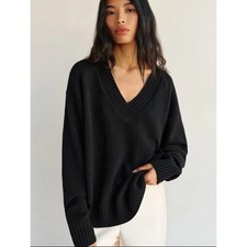 Reformation Jadey Cashmere Oversized V Neck S...