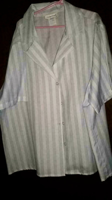 Pale Blue and White Stripe Button-down Blouse SS/Collar US Women's 44 Pre-Owned