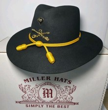 Stetson Miller Cavalry Western Hat Black Felt XXXX Size 7 1/4 Gold Acorn Cord