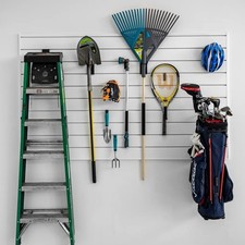 Proslat PVC Slatwall Kit 48x80 Wall Storage w/ Black Hooks 75lb Sq Ft, NEW