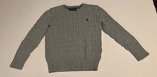 POLO Ralph Lauren Gray Cable Knit Sweater Kids Small 8 P Embroidered Pony