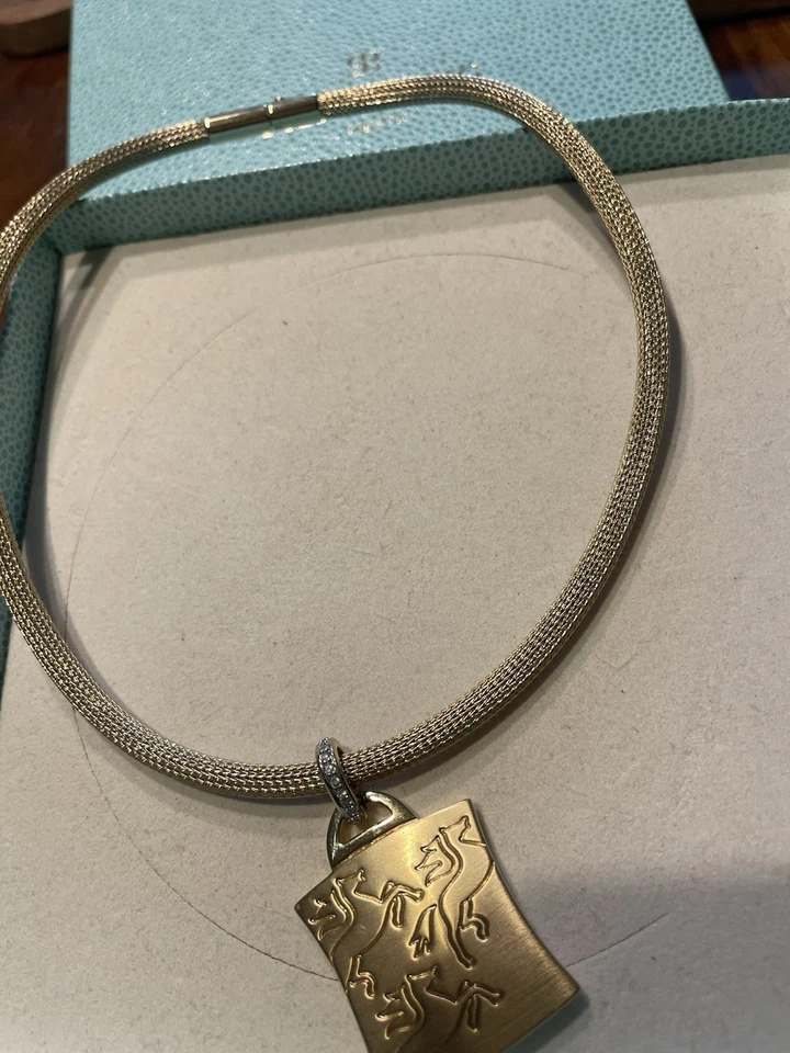 Pierre Lang Gold Collier Kette mit Grossem Gold Anhänger Pferde Neuwertig - Bild 2 von 4