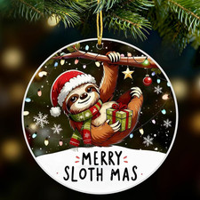 Sloth Christmas Ornament 2026, Acrylic Cute Animal Ornaments for Christmas Tree,