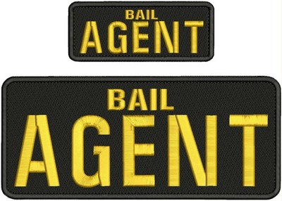 BAIL AGENT EMBROIDERY PATCH 4X10 AND 2X5 HOOK ON BACK gold ON BLACK
