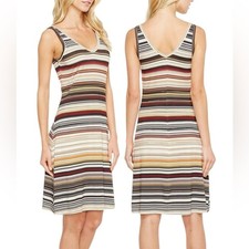 Karen Kane Zig Zag Stripe Shift Dress Double V Neck Stretch Jersey Womens Medium
