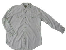 Ely Cattleman Western Shirt Mens 16 16.5 34/35 Large White Pearl Snap LS