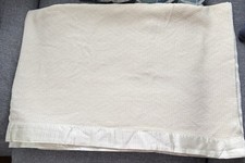 Faribo 100 Wool Made in USA Cream Ivory Satin Trim Blanket 64 x90