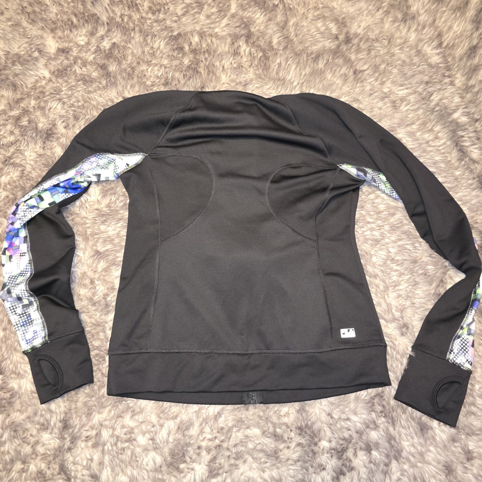 FILA Sport Performance Jacket Full Zip Felpa con Cappuccio Nero Floreale Donna Taglia Media