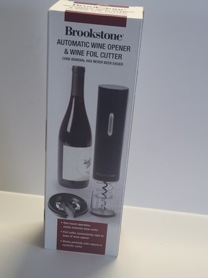 Brookstone Automatic Wine Opener and Wine Foil Cutter, New in Box, Black 