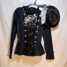 Weissman Womens Dance Black Top Size MA Sequins Fedora Glove Michael Jackson
