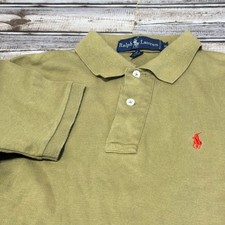 Kids Ralph Lauren Polo Shirt Tan Short Sleeve Embroidered Pony Size S