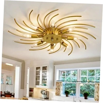 Sputnik Semi Flush Mount Ceiling Light Fixture Modern Large Ceiling Light Gold