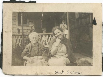 1925 Photo of Aunt Sarah and Younger Woman Seated on Porch Steps