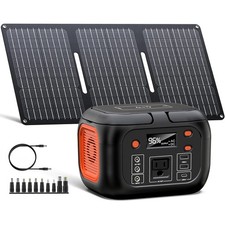 150W Portable Power Station 97Wh Battery Bank Fast Charging 30W Solar Panel