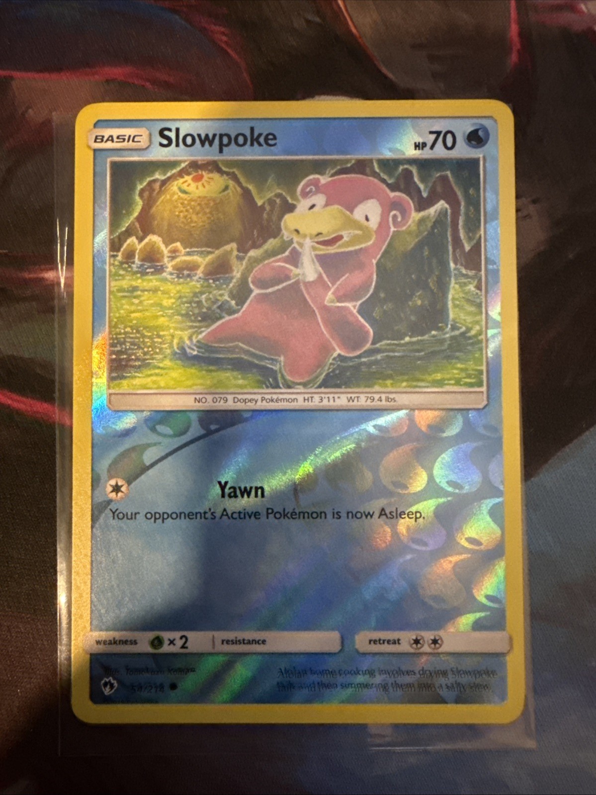 2018 POKEMON SLOWPOKE 54/214- LOST THUNDER - COMMON -REVERSE HOLO- NM (s2)