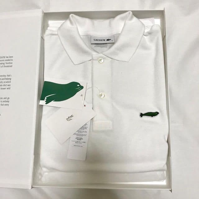 LACOSTE SAVE OURSPECIES ハワイアンモンクアザラシ刺繍ポロ Lacoste Save Our Species Polo Shirt Hawaiian Monk Seal White
