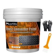 2-in-1 Rust Converter & Metal Primer, 34.9oz Black Rust Inhibitor Paint for M...