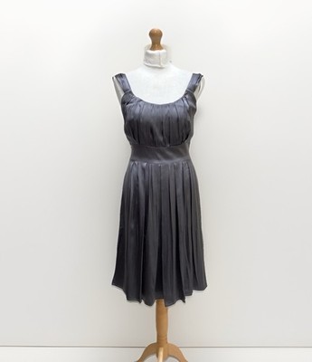 Joseph Kleid Gr. UK 10 Silber Grau Satin Seide Mix Party Event Rennen Gast