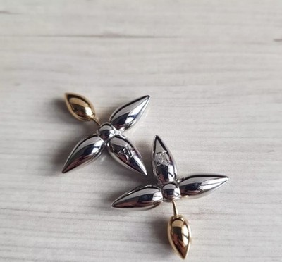 Louis Vuitton Boucles d'Oreilles Louisette Earrings M00298 Silver Gold Auth