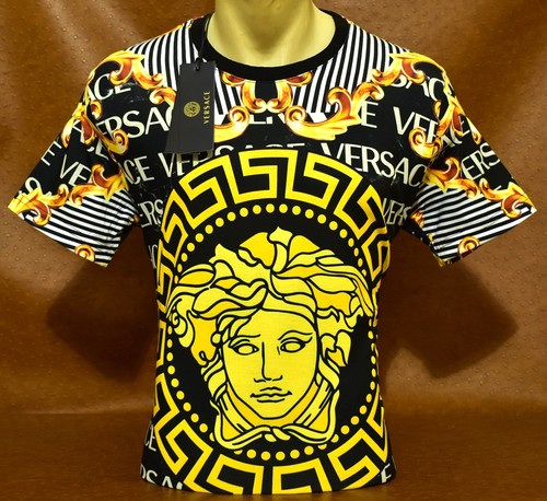 Men’s VERSACE Fashion T-Shirt Cotton Stretch Short Sleeve Crew Neck Slim Tee