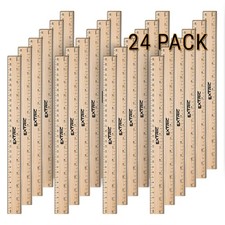 Rulers 24 Pack - Rulers 12 Inch, Wood Ruler with Metal Edge Greta for School,