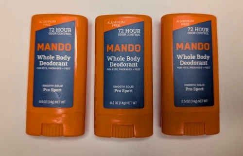 MANDO Deodorant Men Pro Sport 72HR Whole Body Solid TRAVEL Size LUME LOT OF 3