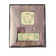 New Argento SC By Sicura Compact Mirror & Lipstick Case With Swarovski Crystals