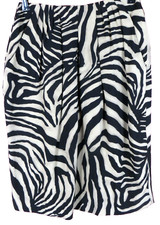 SK14358- DANA BUCHMAN Womens 100 Silk Pleated Skirt Pocket Animal Zebra Gray 10