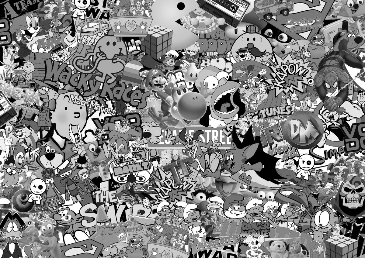 ★80s・アド物★ トランスフォーマー 販促用コレクションシート 下敷き レア NEW 80's Black & white STICKERBOMB SHEET-X1 - 1m x 300mm