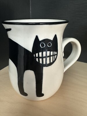 Karen Donleavy Designs KD Grinning Cat Kitten Kitty Handpainted Mug Signed