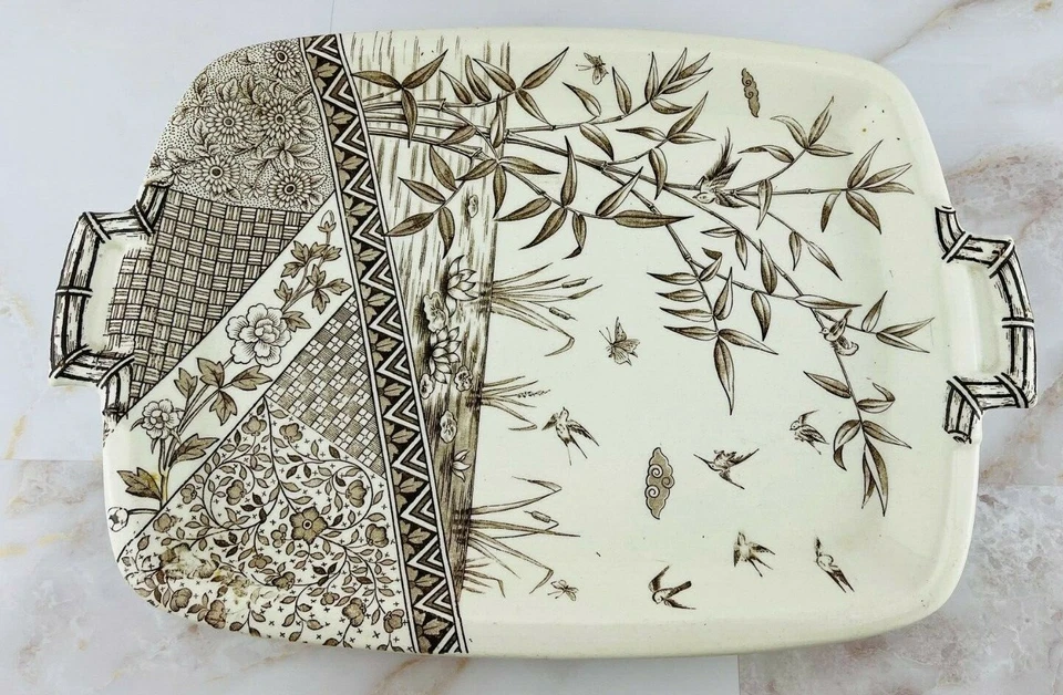 Birmania antigua W.H. Plato y cucharón de sopa marrón Crindley & Co. Tunstall  Foto 4 de 4